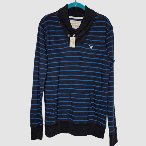 NWT Mens American Eagle V neck eagle crested long sleeve sweatshirt size small - Picture 1 of 11